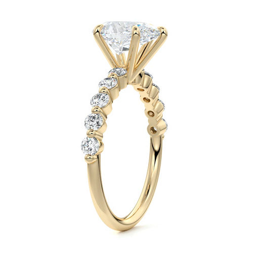 Sabine - Pear Yellow Gold Engagement Ring Side View | Nura Lab