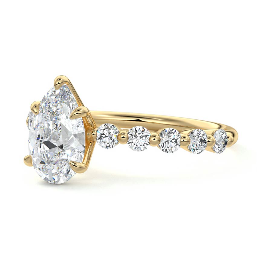 Sabine - Pear Yellow Gold Engagement Ring Profile View | Nura Lab