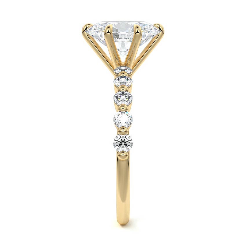Sabine - Oval Yellow Gold Engagement Ring Profile View | Nura Lab