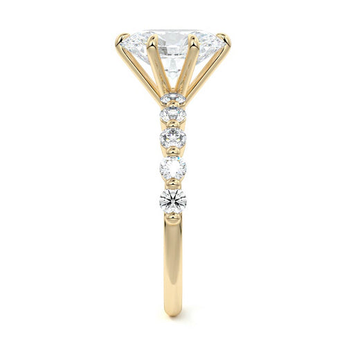 Sabine - Oval Yellow Gold Engagement Ring Profile View | Nura Lab