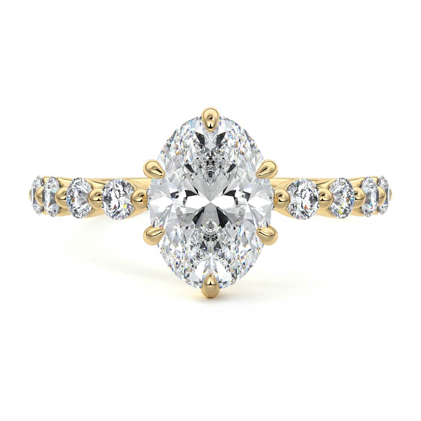Sabine - Oval Yellow Gold Engagement Ring Detail View | Nura Lab