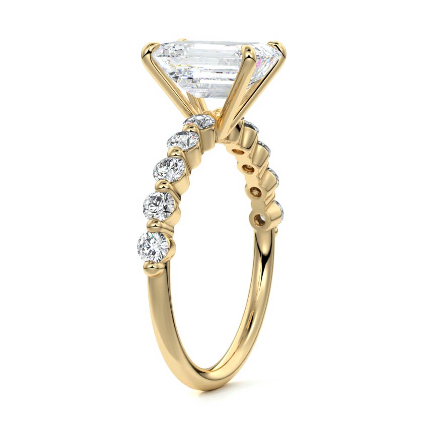 Sabine - Emerald Cut Yellow Gold Engagement Ring Side View | Nura Lab