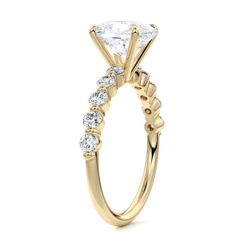 Sabine - Cushion Yellow Gold Engagement Ring Side View | Nura Lab