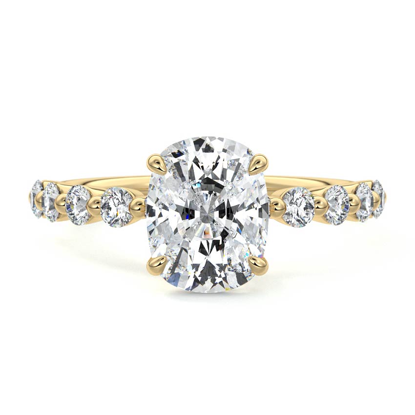 Sabine - Cushion Yellow Gold Engagement Ring Detail View | Nura Lab