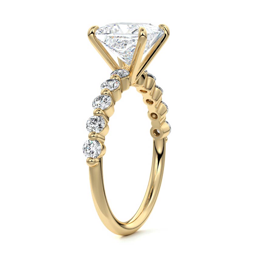 Sabine - Princess Yellow Gold Engagement Ring Side View | Nura Lab