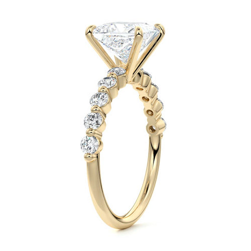 Sabine - Princess Yellow Gold Engagement Ring Side View | Nura Lab
