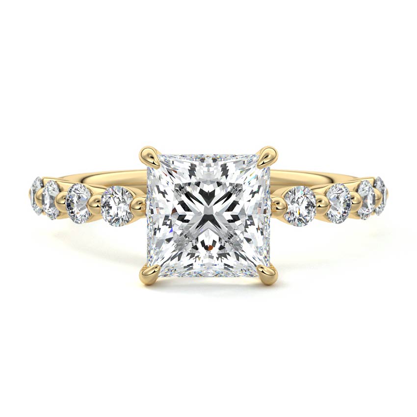 Sabine - Princess Yellow Gold Engagement Ring Detail View | Nura Lab
