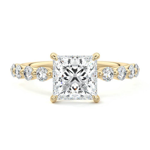 Sabine - Princess Yellow Gold Engagement Ring Detail View | Nura Lab