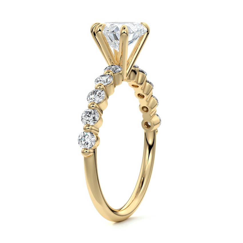 Sabine - Heart Yellow Gold Engagement Ring Side View | Nura Lab