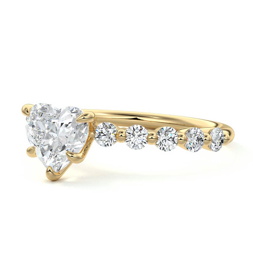 Sabine - Heart Yellow Gold Engagement Ring Profile View | Nura Lab
