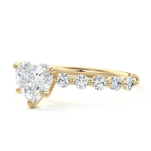 Sabine - Heart Yellow Gold Engagement Ring Profile View | Nura Lab
