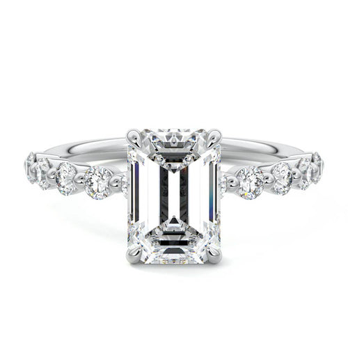Sabine - Emerald Cut White Gold Lab Grown Diamond Engagement Ring | Nura Lab