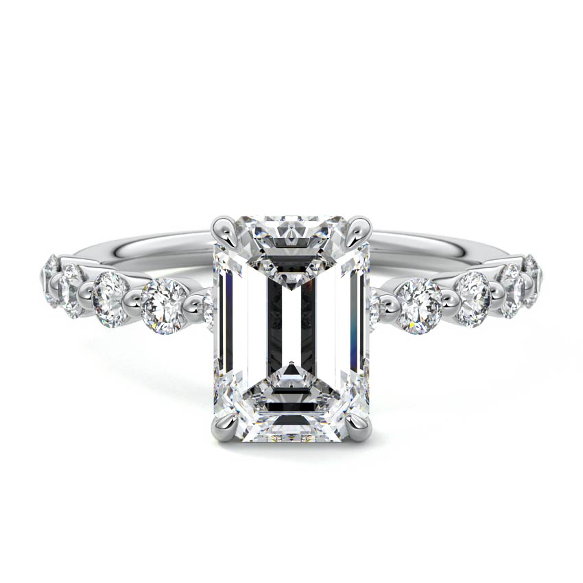 Sabine - Emerald Cut Platinum Lab Grown Diamond Engagement Ring | Nura Lab