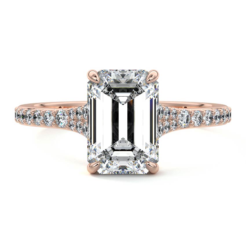 Samira - Emerald Cut Rose Gold Lab Grown Diamond Engagement Ring | Nura Lab