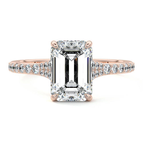 Samira - Emerald Cut Rose Gold Lab Grown Diamond Engagement Ring | Nura Lab