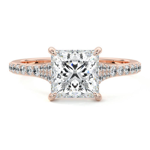 Samira - Princess Rose Gold Lab Grown Diamond Engagement Ring | Nura Lab