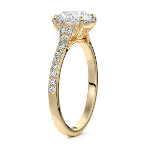 Samira - Round Yellow Gold Engagement Ring Side View | Nura Lab
