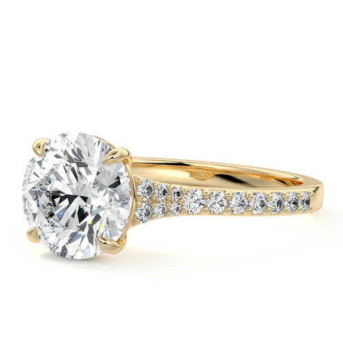 Samira - Round Yellow Gold Engagement Ring Profile View | Nura Lab