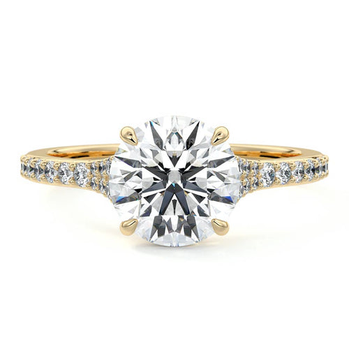 Samira - Round Yellow Gold Engagement Ring Detail View | Nura Lab