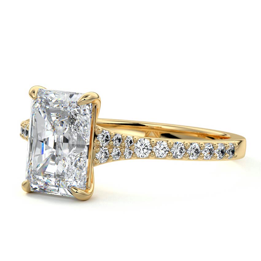 Samira - Radiant Yellow Gold Engagement Ring Profile View | Nura Lab