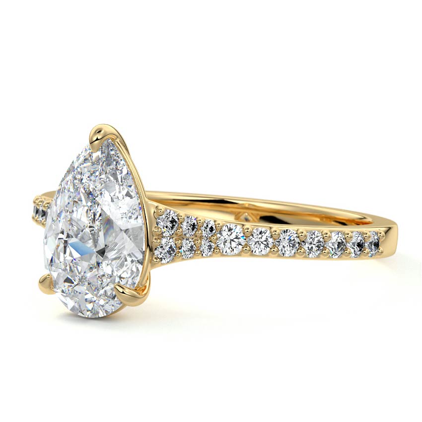 Samira - Pear Yellow Gold Engagement Ring Profile View | Nura Lab