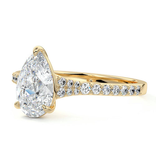 Samira - Pear Yellow Gold Engagement Ring Profile View | Nura Lab