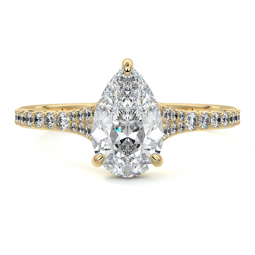 Samira - Pear Yellow Gold Engagement Ring Detail View | Nura Lab