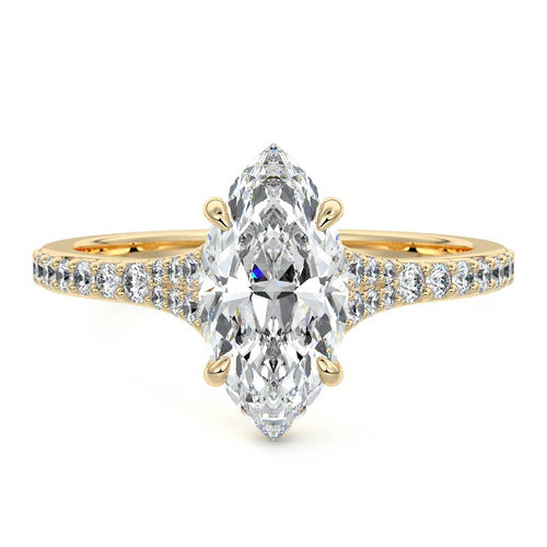 Samira - Marquise Yellow Gold Lab Grown Diamond Engagement Ring | Nura Lab