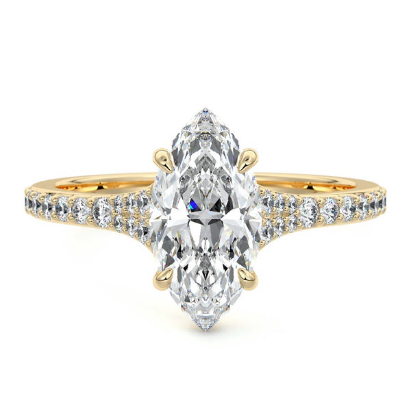 Samira - Marquise Tapered Pavé Solitaire Lab Grown Diamond Engagement Ring