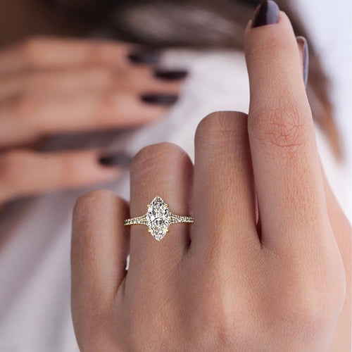 Samira - Marquise Yellow Gold Lab Grown Diamond Engagement Ring | Nura Lab