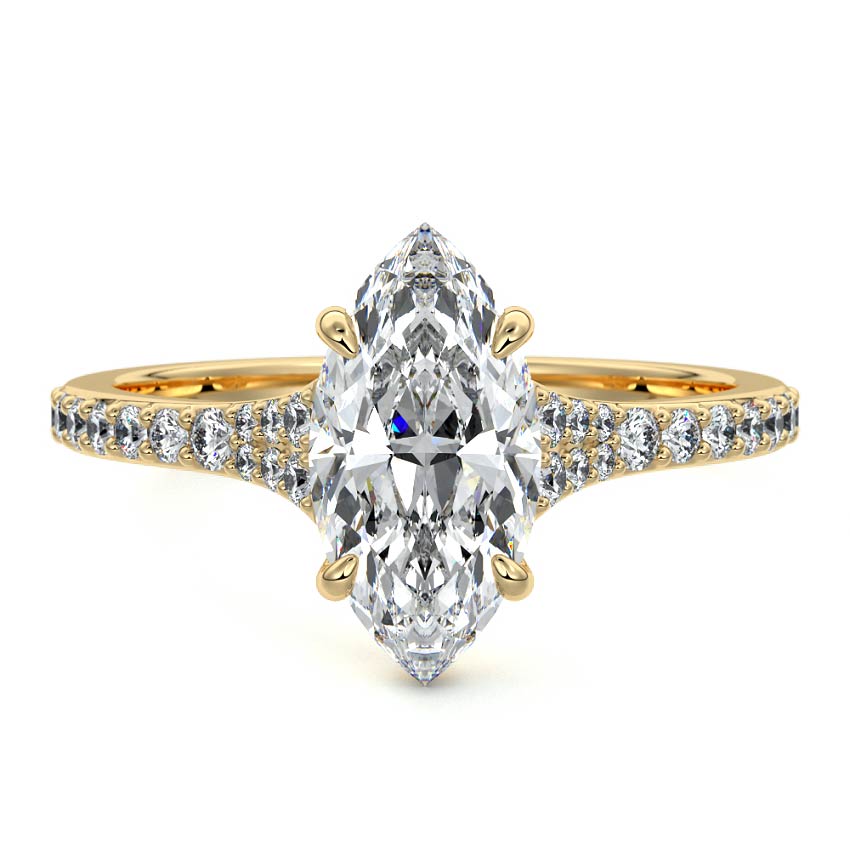 Samira - Marquise Yellow Gold Lab Grown Diamond Engagement Ring | Nura Lab