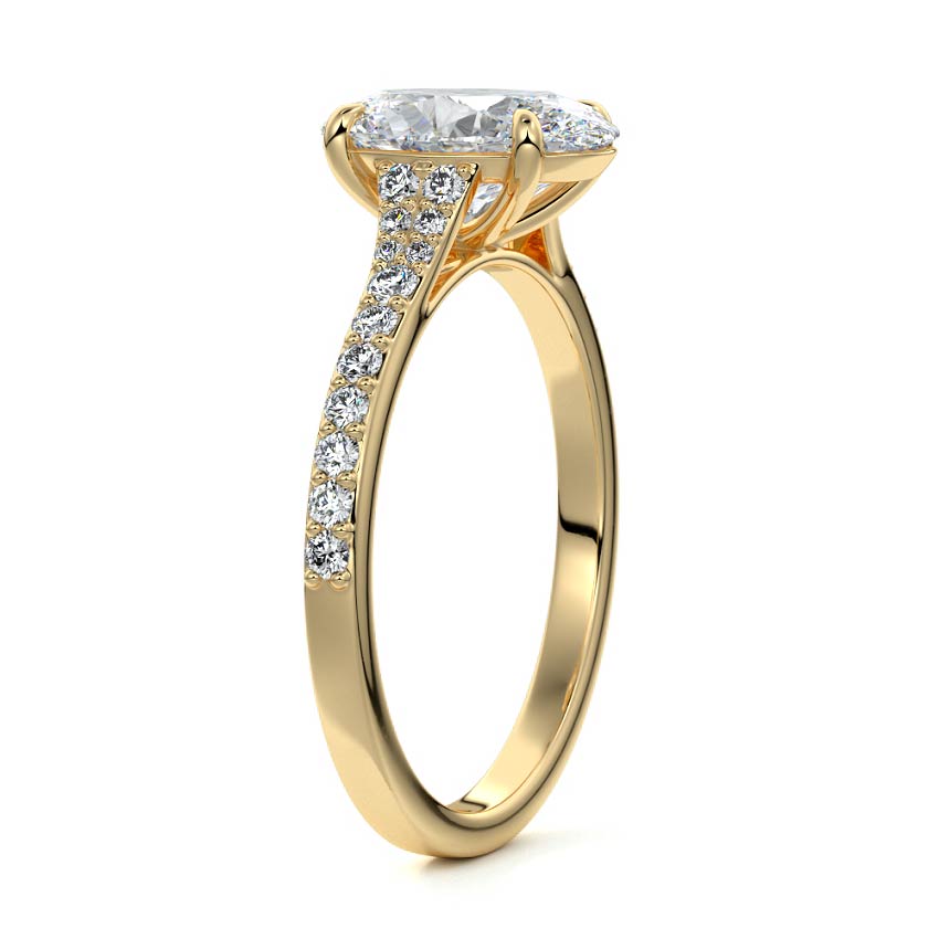 Samira - Oval Yellow Gold Engagement Ring Side View | Nura Lab
