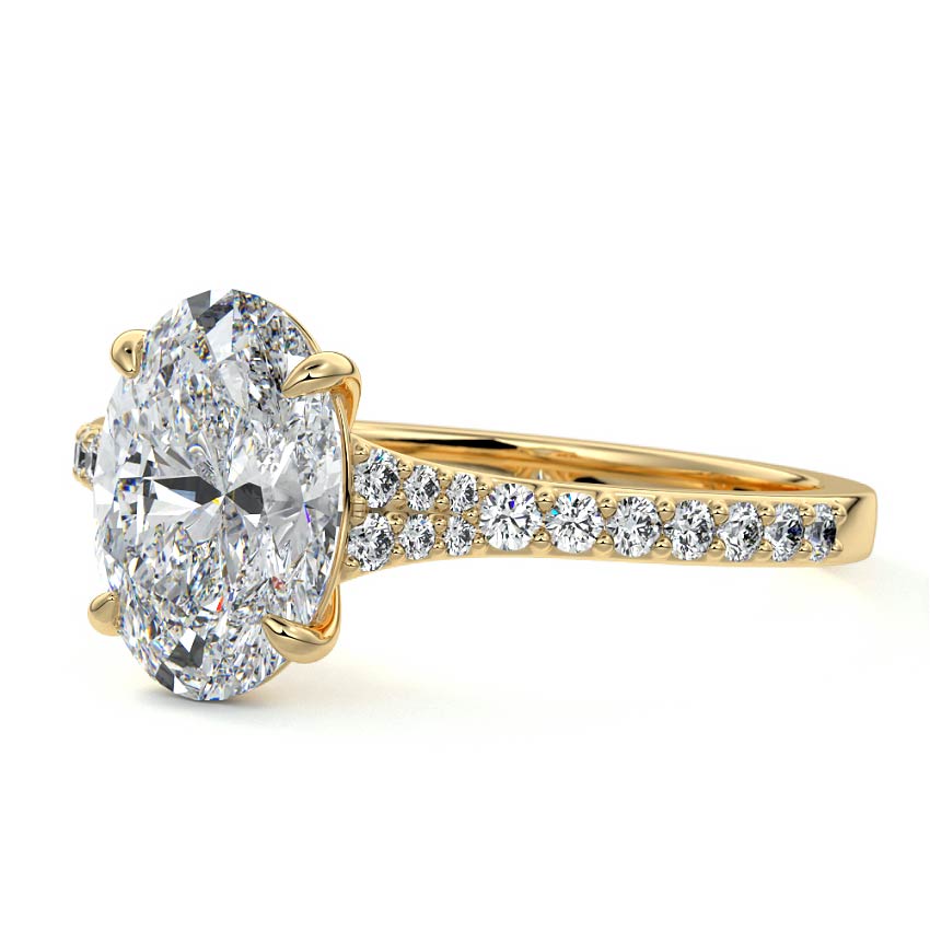 Samira - Oval Yellow Gold Engagement Ring Profile View | Nura Lab