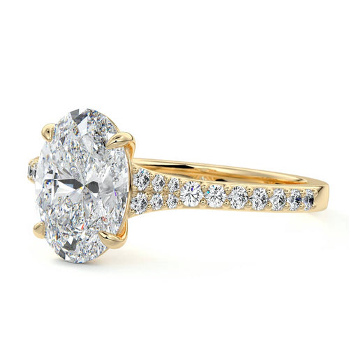 Samira - Oval Yellow Gold Engagement Ring Profile View | Nura Lab