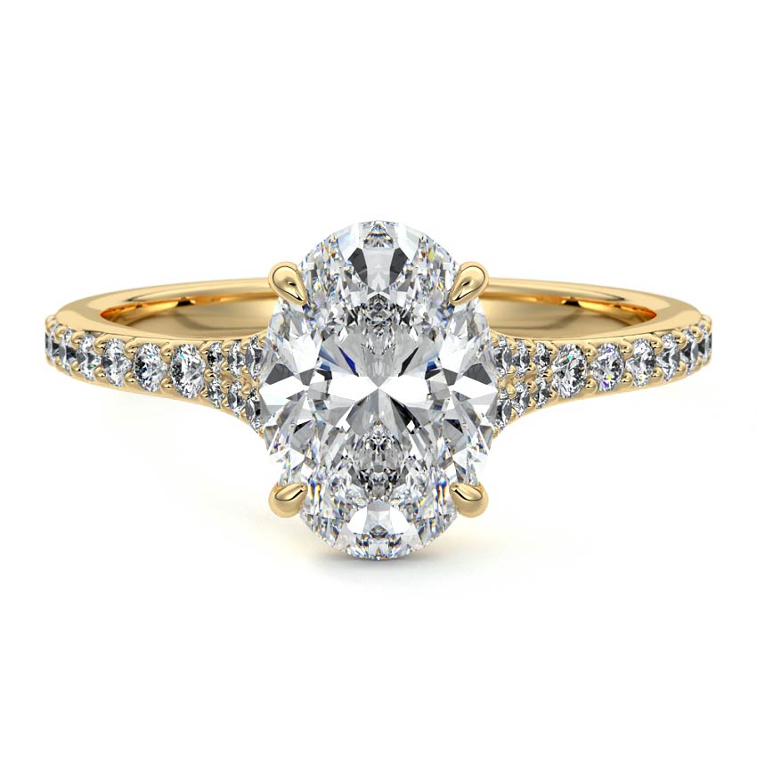 Samira - Oval Yellow Gold Engagement Ring Detail View | Nura Lab