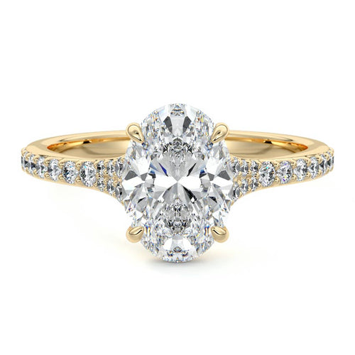 Samira - Oval Yellow Gold Engagement Ring Detail View | Nura Lab