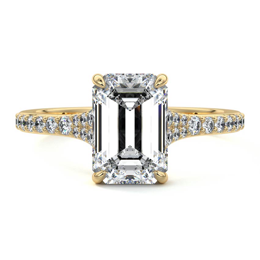 Samira - Emerald Cut Yellow Gold Lab Grown Diamond Engagement Ring | Nura Lab