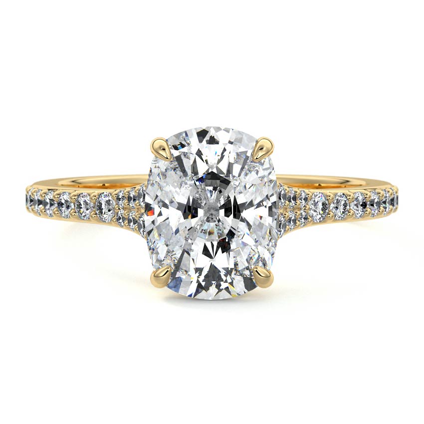 Samira - Cushion Yellow Gold Lab Grown Diamond Engagement Ring | Nura Lab