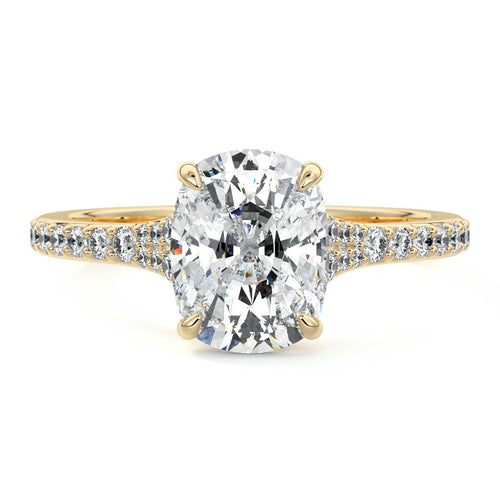 Samira - Cushion Yellow Gold Engagement Ring Detail View | Nura Lab
