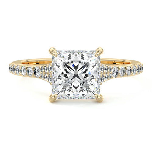 Samira - Princess Yellow Gold Lab Grown Diamond Engagement Ring | Nura Lab