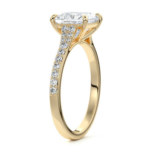 Samira princess tapered pavé solitaire lab grown diamond engagement ring in yellow gold