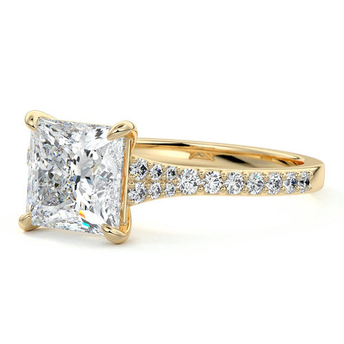 Samira - Princess Yellow Gold Engagement Ring Profile View | Nura Lab
