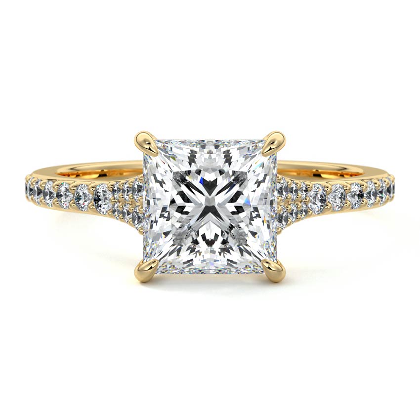 Samira - Princess Yellow Gold Engagement Ring Detail View | Nura Lab