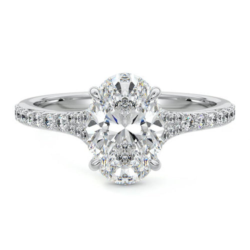 Samira - Oval White Gold Lab Grown Diamond Engagement Ring | Nura Lab