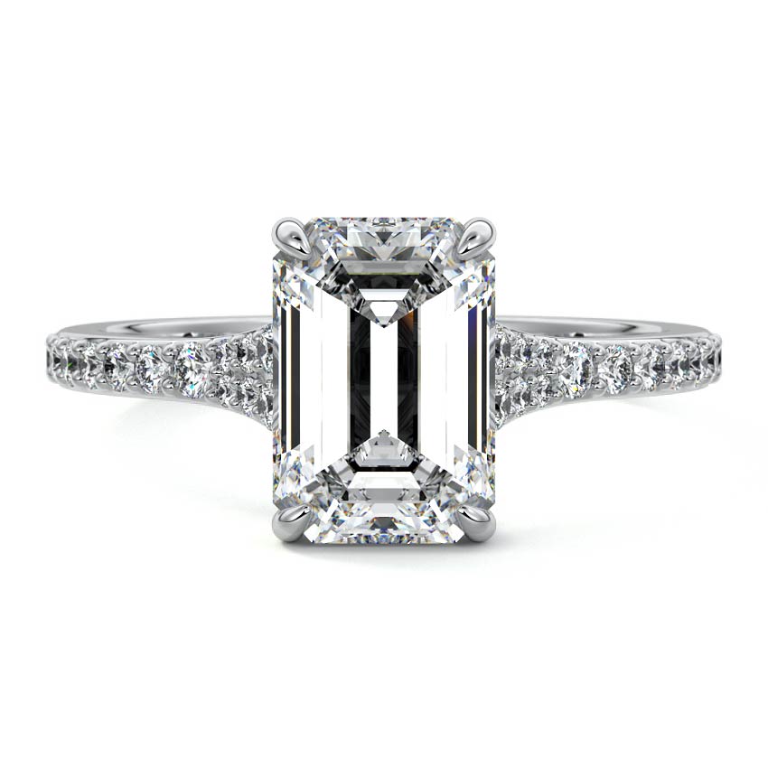 Samira - Emerald Cut White Gold Lab Grown Diamond Engagement Ring | Nura Lab