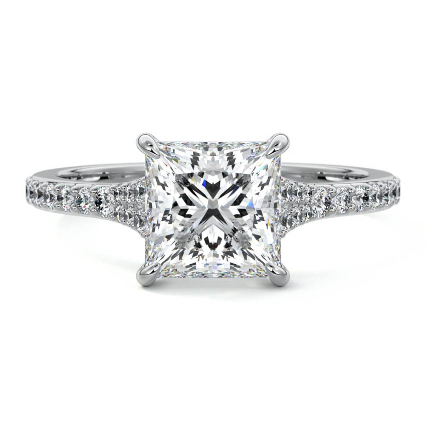Samira - Princess White Gold Lab Grown Diamond Engagement Ring | Nura Lab