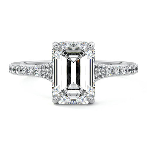 Samira - Emerald Cut Platinum Lab Grown Diamond Engagement Ring | Nura Lab