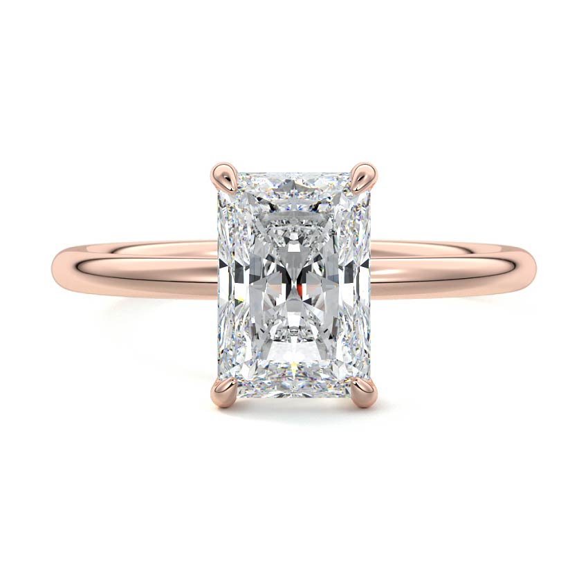 Serena radiant cathedral solitaire lab grown diamond engagement ring in rose gold