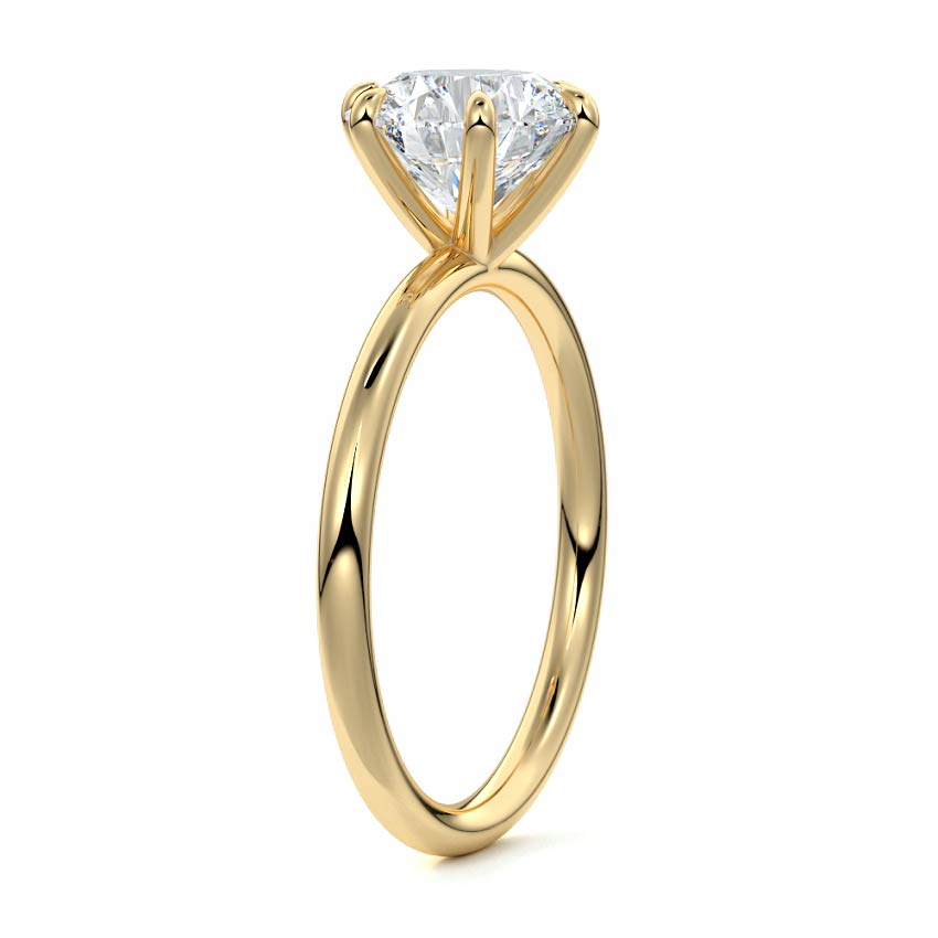 Serena round cathedral solitaire lab grown diamond engagement ring in yellow gold