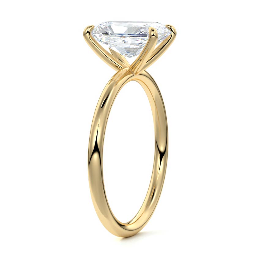 Serena - Radiant Yellow Gold Engagement Ring Side View | Nura Lab